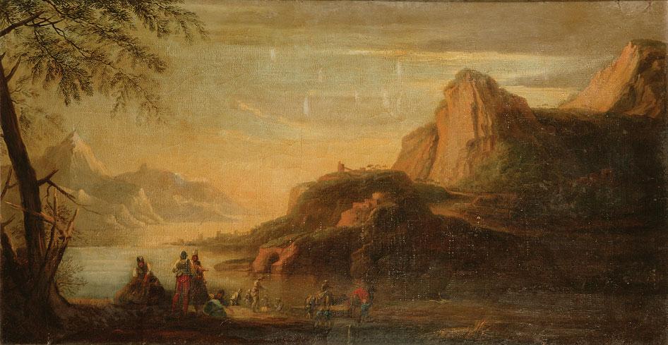 Appraisal: MANNER OF SALVATORE ROSA An Italianate landscape with figures in