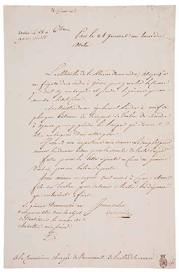 Appraisal: PREPARATIONS FOR THE EGYPTIAN CAMPAIGN NAPOLEON Letter Signed Bonaparte to