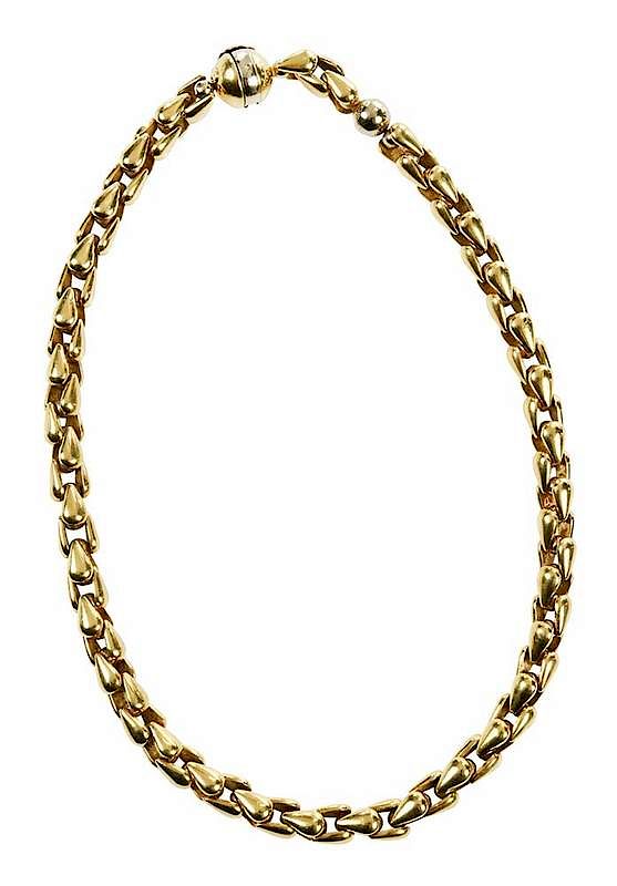 Appraisal: kt Gold Necklace fancy hinged links stamped Brev Sauro and