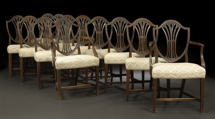 Appraisal: Suite of Twelve George III-Style Mahogany Dining Chairs early th