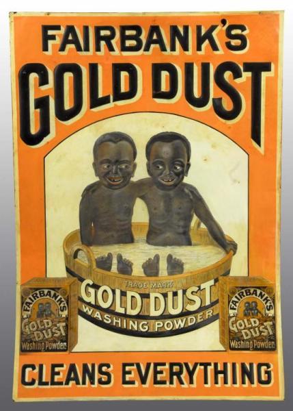 Appraisal: Embossed Tin Gold Dust Sign Description Professionally restored Condition Very