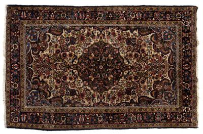 Appraisal: Persian rug ornate central medallion and corner work on ivory