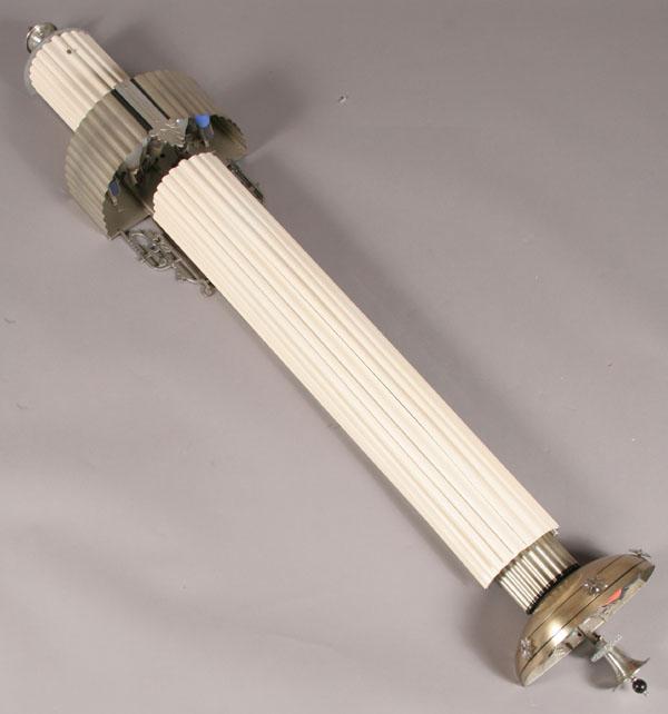 Appraisal: Art Deco theater light wall hanging metal louvered body polished