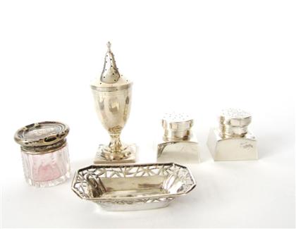 Appraisal: Group of sterling silver condiment piecesvarious makers