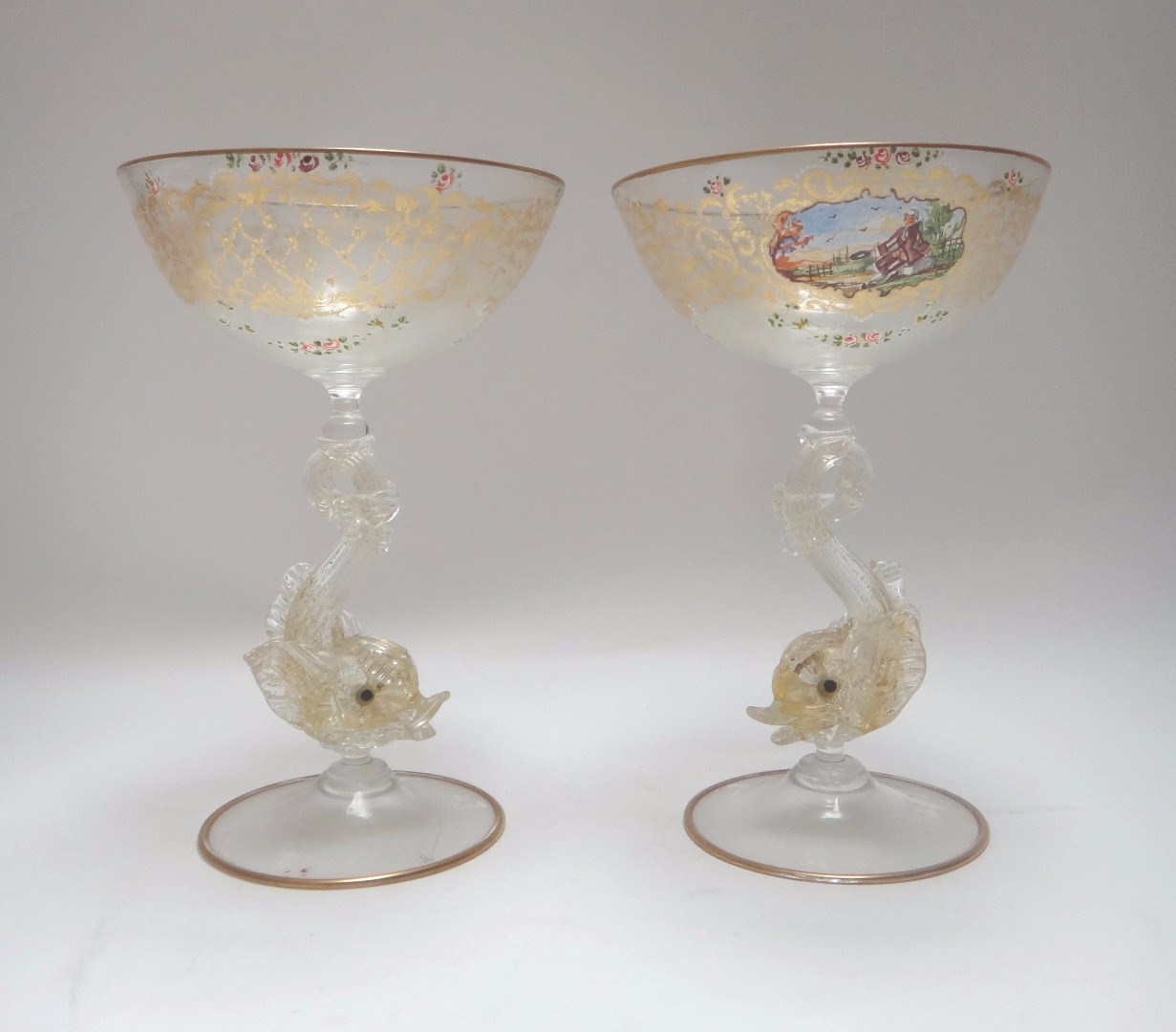 Appraisal: A pair of Salviati style wine glasses th century each