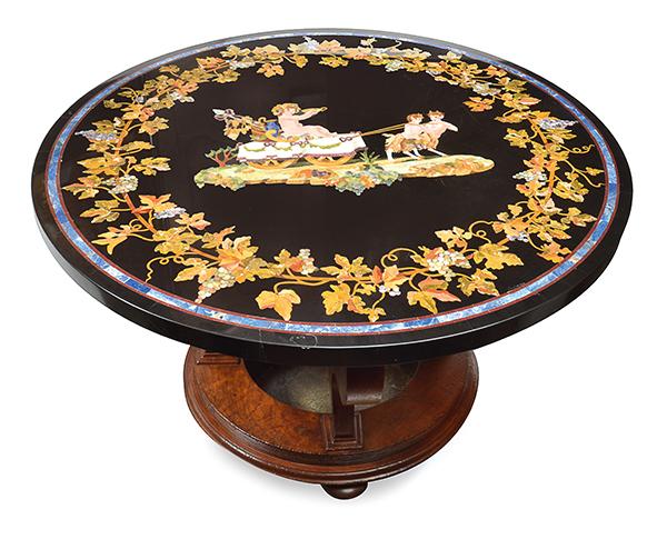 Appraisal: A SPECIMEN MARBLE INLAID CENTRE TABLE circular inlaid with a