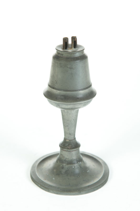 Appraisal: PEWTER LAMP Marked for Fuller Smith Poquonock Bridge New London