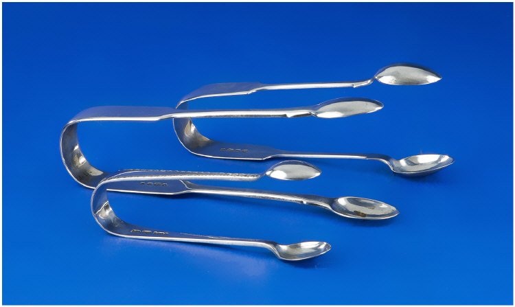 Appraisal: Victorian Silver Sugar Tongs in total Hallmark London Hallmark Edinburgh