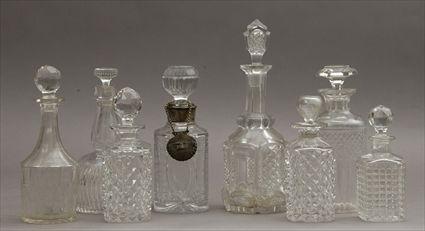 Appraisal: Eight Assorted Cut Glass Decanters to in