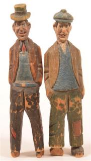 Appraisal: Two Vintage Folk Art Wood Hobo Figures Two Vintage Folk