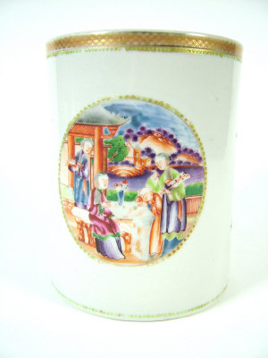 Appraisal: Large Chinese tankard the rim with gilt banded decoration painted