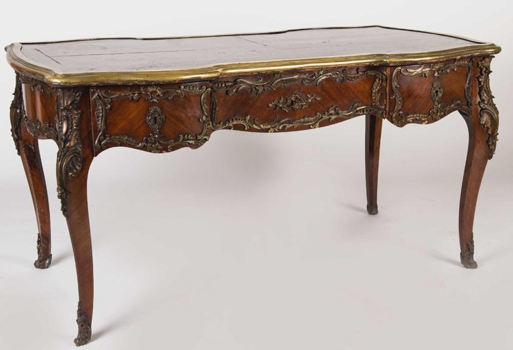 Appraisal: LOUIS XV STYLE ORMOLU MOUNTED BUREAU PLAT inches wide inches