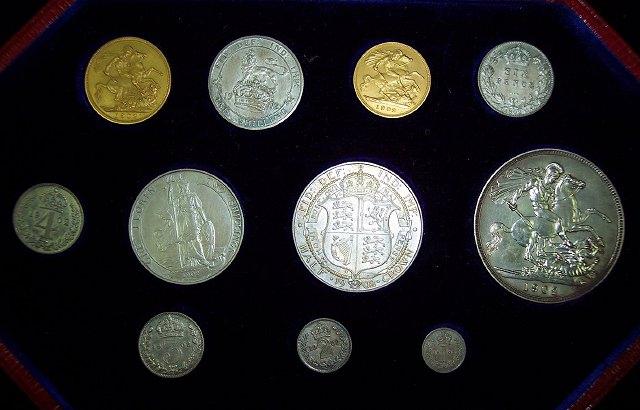 Appraisal: Edward VII proof set from sovereign to silver penny eleven