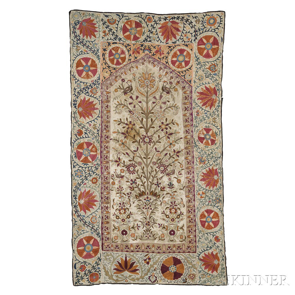 Appraisal: Uzbek Embroidered Prayer Suzani Central Asia early th century the