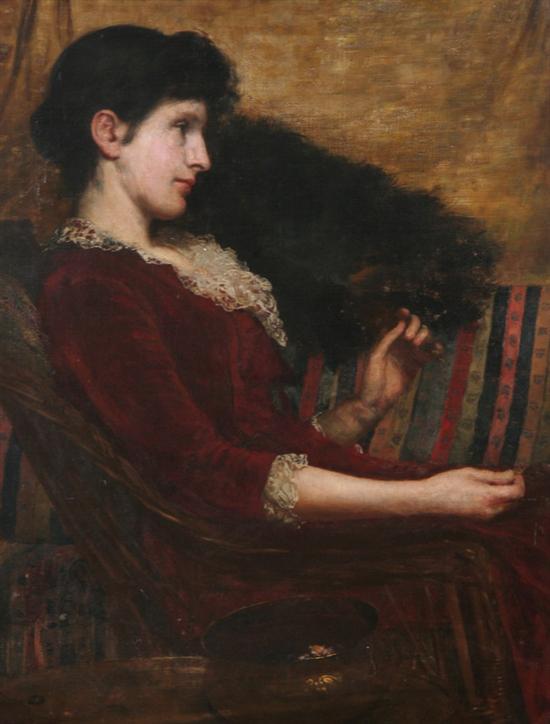 Appraisal: HENRY MARRIOT PAGET English - LADY IN MAROON DRESS WITH