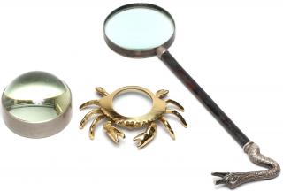 Appraisal: Desktop Magnifying Glasses inc Silver Comprising an ebonized wood and