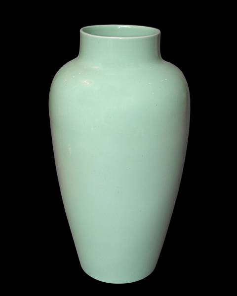 Appraisal: A Societa Ceramica Italiana green glazed porcelain vase circa en