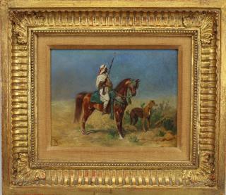 Appraisal: Signed th Century Orientalist Figure on Horse Signed th Century