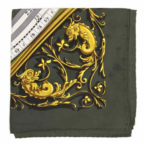 Appraisal: An Hermes Silk Scarf in a sundial motif Labeled within