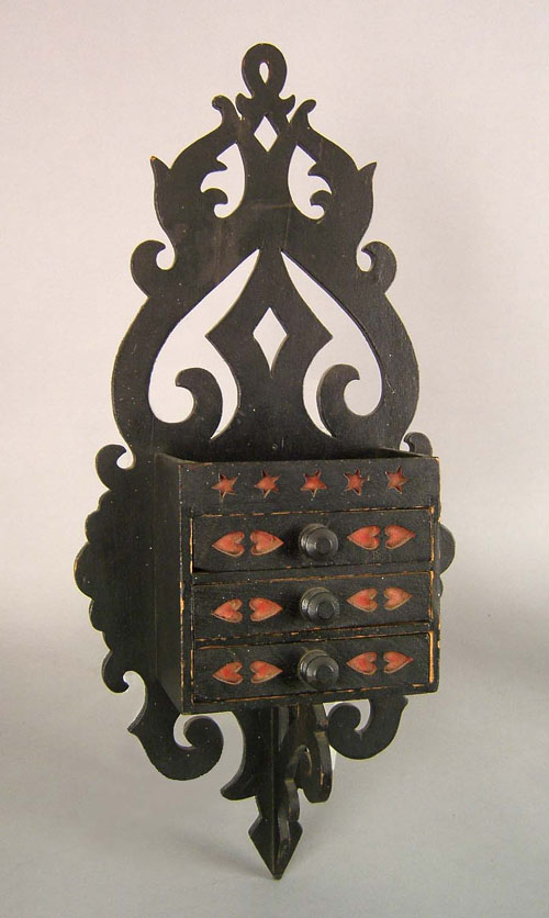 Appraisal: Carved and painted hanging box late th c with elaborately