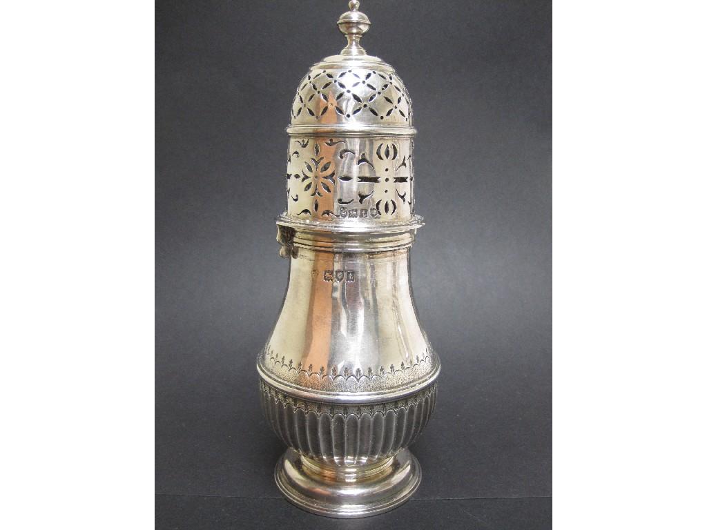 Appraisal: A George V large baluster Sugar Caster semi-fluted with engraved