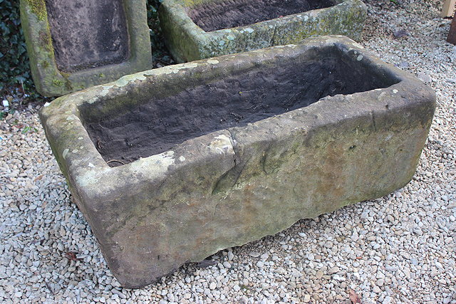 Appraisal: A LARGE DEEP RECTANGULAR STONE TROUGH cm x cm x