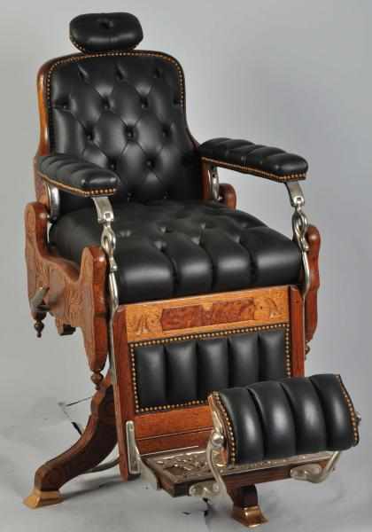 Appraisal: Koken Barber Chair St Louis MO Early s Oak frame