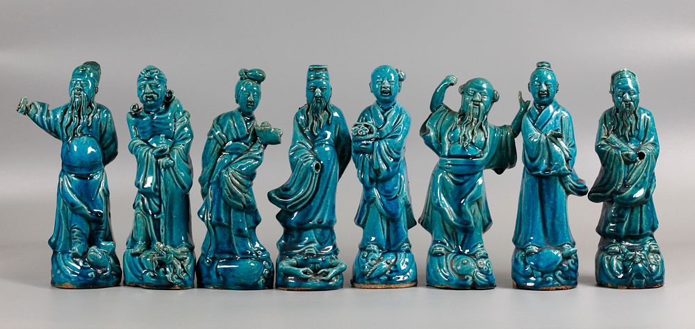 Appraisal: set of Chinese porcelain immortals possibly th c turquoise glazed