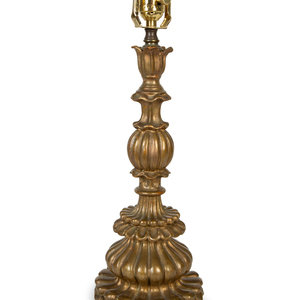 Appraisal: A Continental Giltwood Lamp th Century Overall height inches