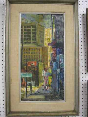 Appraisal: Elizabeth Cox ''Downtown May '' oil on masonite listed artist