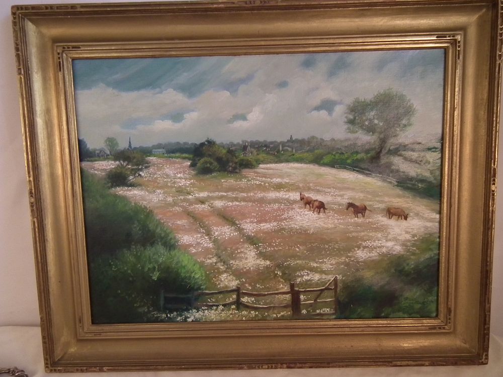 Appraisal: PAUL LONGENECKER NANTUCKET HORSES PAINTING Oil painting of horses in