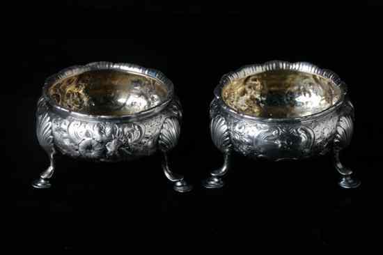 Appraisal: PAIR GEORGE III SILVER SALTS SM London circa Circular with