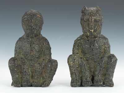 Appraisal: A Pair of Nigerian Bronze Figures of Leopards A good