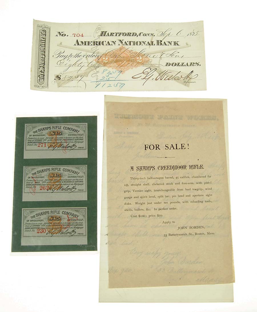 Appraisal: LOT OF SEVEN PAPER ITEMS RELATING TO THE SHARPS RIFLE