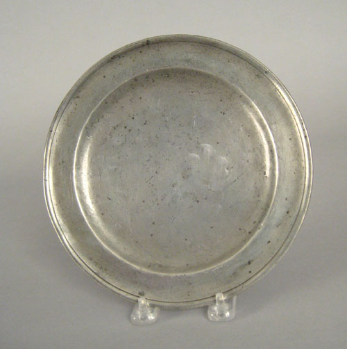 Appraisal: Charlestown Massachusetts pewter plate late th c bearing the touch