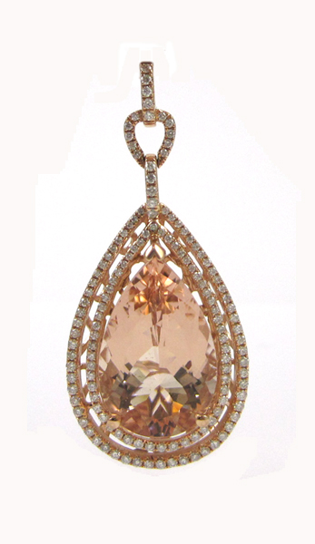 Appraisal: MORGANITE DIAMOND AND ROSE GOLD PENDANT with AGI appraisal The