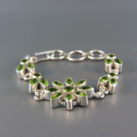 Appraisal: Peridot Bracelet marquise round vivid gems in sterling silver adjustable