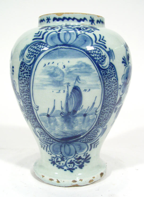 Appraisal: th Century Delft pottery vase hand painted with a panel