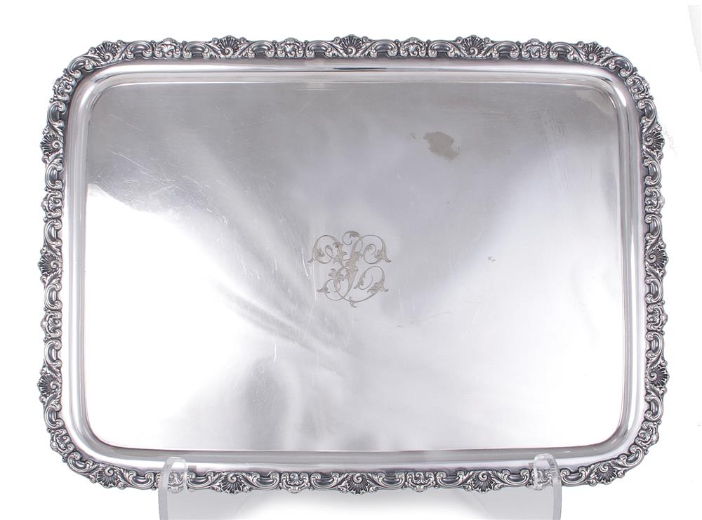 Appraisal: Tiffany Co silver-soldered serving tray New York - Rococo scroll