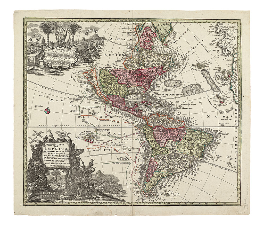 Appraisal: SEUTTER MATTHAUS Novus Orbis sive America Meridionalis et Septentrionalis Double-page