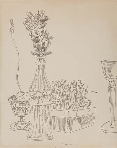 Appraisal: ANDY WARHOL Still-Life with Coca-Cola Bottle Pen and black ink