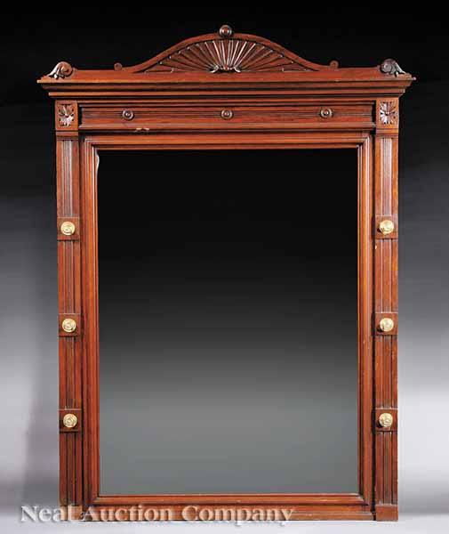 Appraisal: An American Eastlake Carved Walnut Overmantel Mirror late th c