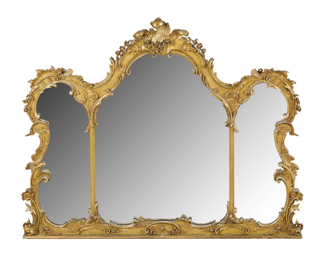 Appraisal: VICTORIAN GILTWOOD AND GESSO OVERMANTEL MIRROR MID TH CENTURY in