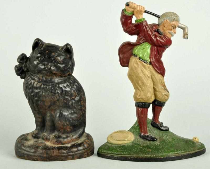 Appraisal: Lot of Cast Iron Doorstops Description Includes two cats and