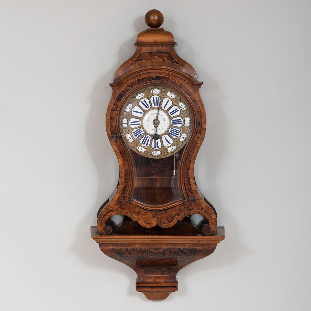 Appraisal: Napoleon III Walnut and Burlwood Parquetry Bracket Clock Dial Signed