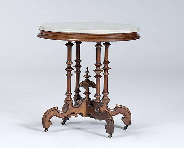 Appraisal: RENAISSANCE REVIVAL MARBLE-TOP SIDE TABLE A late th century Renaissance