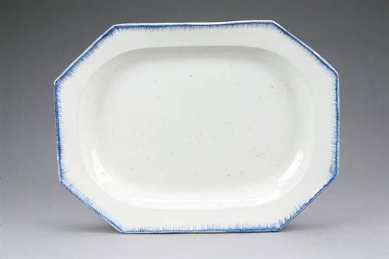 Appraisal: FEATHER EDGE PLATTER Large white platter with blue feather edge