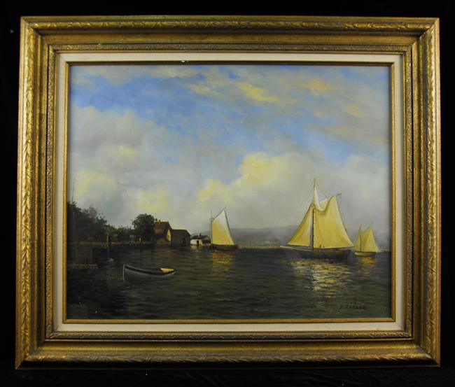 Appraisal: D TAYLER American th century SAILBOATS IN A COVE oil