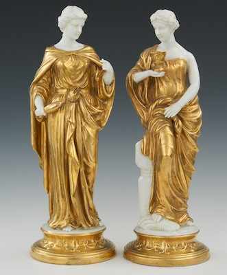 Appraisal: A Pair of Continental Porcelain Figurines The porcelain figures each