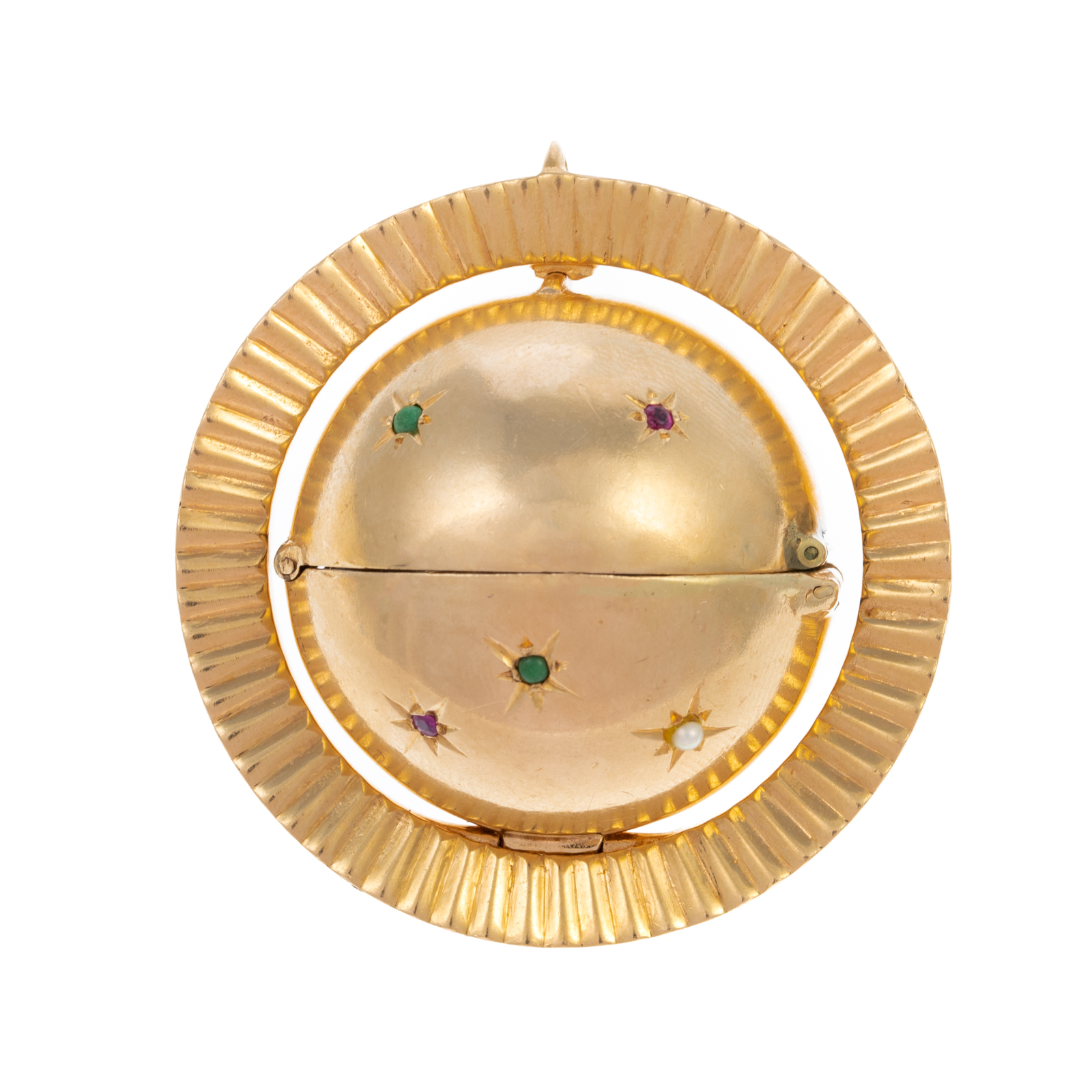 Appraisal: A CELESTIAL GEMSTONE LOCKET IN K K yellow gold locket